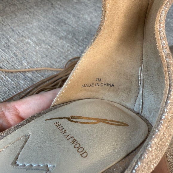 Brian Atwood B Tosca Fringe tassel gold heel sandal 7 - Picture 15 of 15